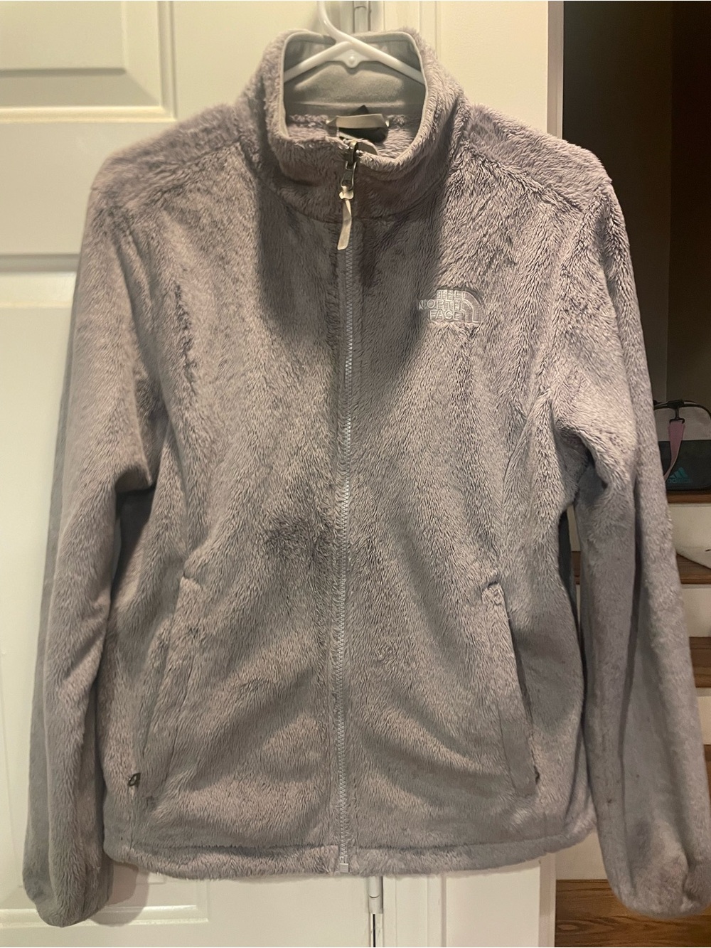 The North Face Women's Plush Full-Zip Teddy Jacket - Light Gray - Picture 1 of 10